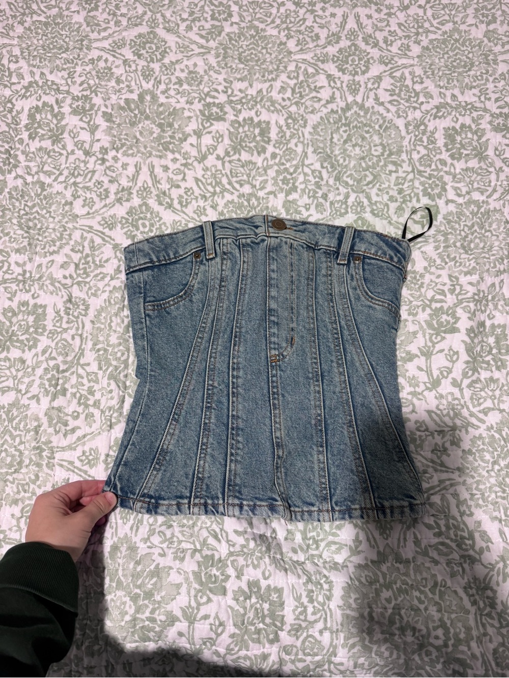 H&M Light Blue Denim Corset-Style Top